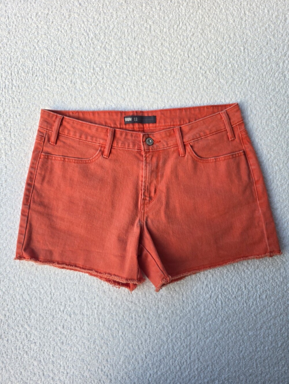 Levi's 501 Pink/Coral Denim Fayed Semi-distressed Jean Shorts Size 12